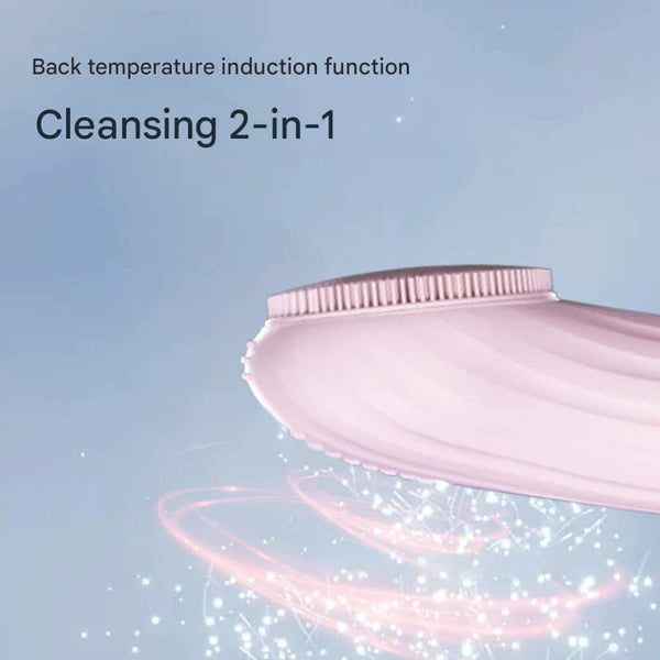 Silicone Facial Cleansing Brush 6 Speed Vibration Food Grade Material With Warming Function Black Exfoliators & Scrubs