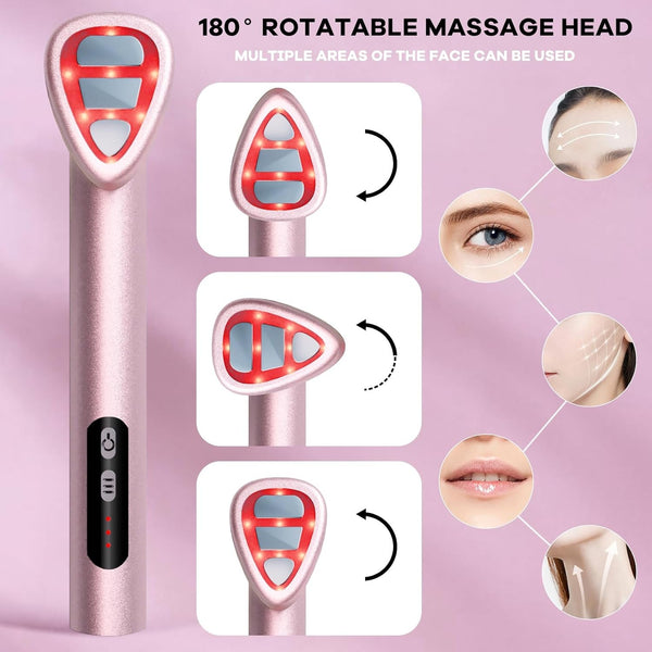 7 In 1 Led Facial Therapy Wand With 180 Rotatable Head & 42C Constant Temperature(Pink) Facial Cleansing Devices