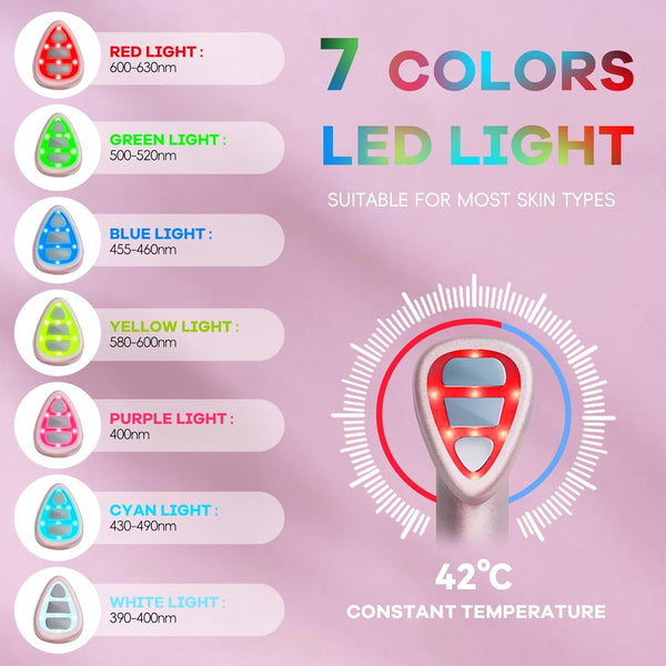 7 In 1 Led Facial Therapy Wand With 180 Rotatable Head & 42C Constant Temperature(Black) Facial Cleansing Devices