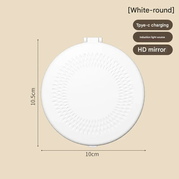 Led Lighted Travel Makeup Mirror Double Sided 1X/5X Magnification, Usb C Rechargeable, Induction Light (White) Makeup Mirrors