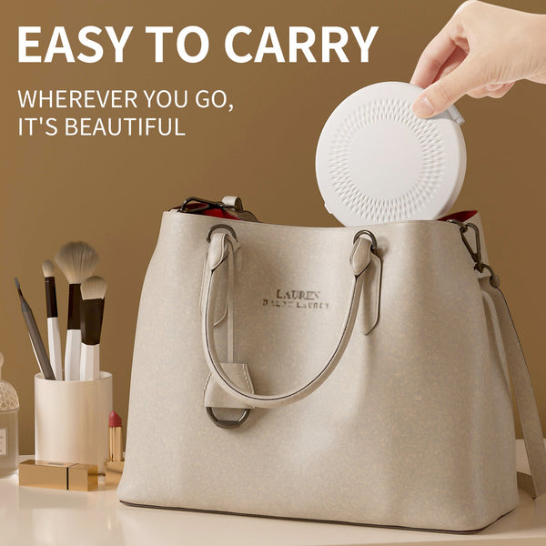 Led Lighted Travel Makeup Mirror Double Sided 1X/5X Magnification Usb C Rechargeable Induction (White) Makeup Mirrors