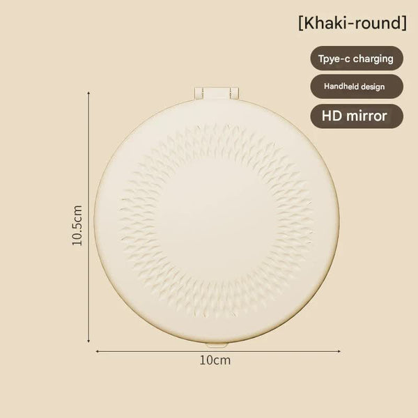 Led Lighted Travel Makeup Mirror Double Sided 1X/5X Magnification Usb C Rechargeable Induction (Khaki) Makeup Mirrors