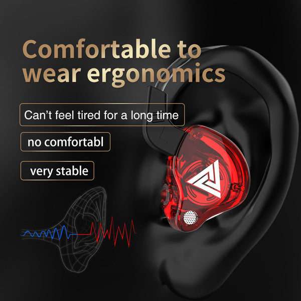 Hi Res Audio In Ear Monitor Earphones Ergonomic Design Dynamic Driver With Mic 3.5Mm Jack Red Earbuds