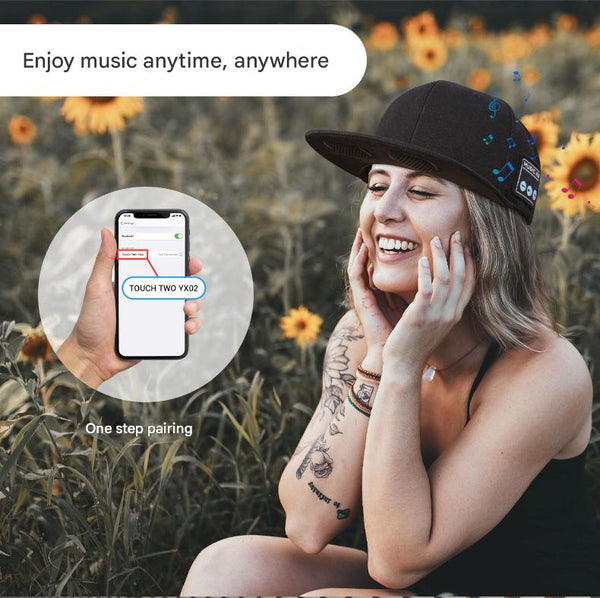 Wireless Bluetooth 5.0 Music Hat Outdoor Speaker Cap With Mic Sun Protection Breathable Fabric Black Headsets