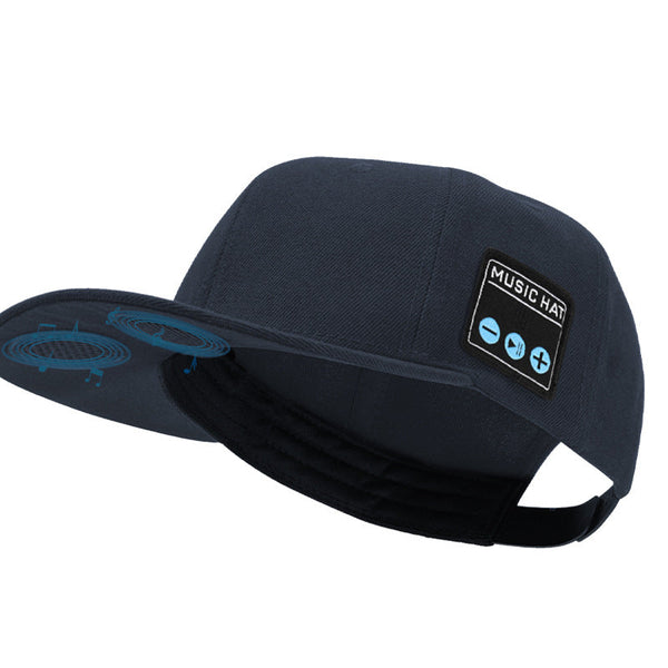 Wireless Bluetooth 5.0 Music Hat Outdoor Speaker Cap With Mic Sun Protection Breathable Fabric Navy Headsets