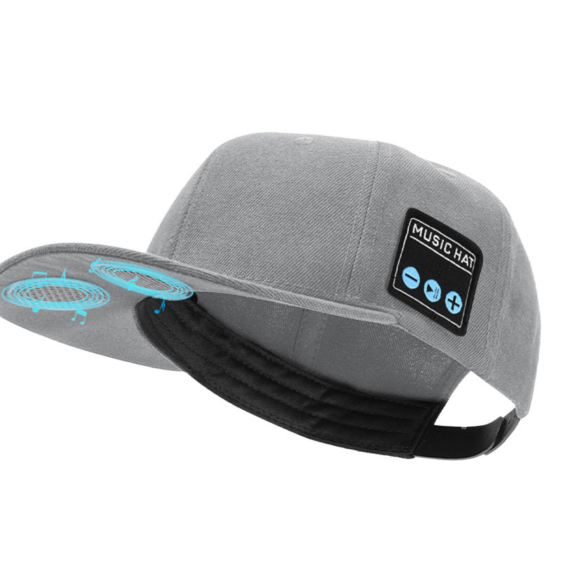 Wireless Bluetooth 5.0 Music Hat Outdoor Speaker Cap With Mic Sun Protection Breathable Fabric Light Gray Headsets