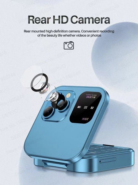 I16 Pro Mini Flip Phone Dual Sim Ai Lens Digital Camera Compact Stylish Design Gold Mobile Phone Parts