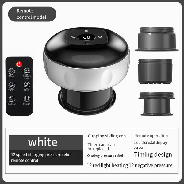 Smart Electric Cupping Therapy Massager Adjustable Suction & Heat Red Light Usb Rechargeable(White) Massagers