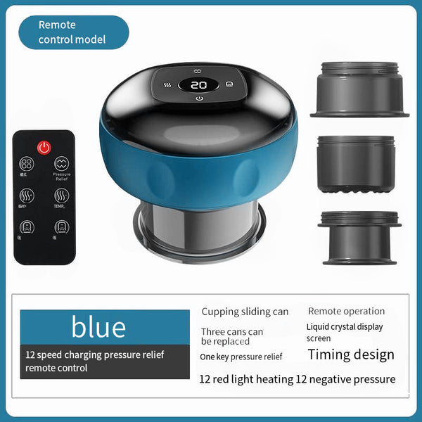 Smart Electric Cupping Therapy Massager Adjustable Suction & Heat Red Light Usb Rechargeable(Blue) Massagers