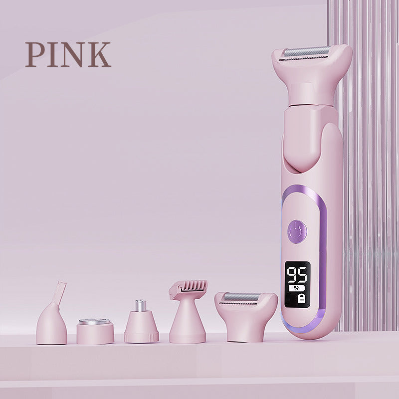 5 In 1 Electric Lady Shaver & Grooming Kit Lcd Display Usb C Rechargeable Full Body Hair Removal (Pink) Women's Shavers