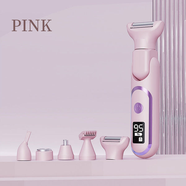 5 In 1 Electric Lady Shaver & Grooming Kit Lcd Display Usb C Rechargeable Full Body Hair Removal (Pink) Women's Shavers