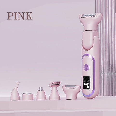 5 In 1 Electric Lady Shaver & Grooming Kit Lcd Display Usb C Rechargeable Full Body Hair Removal (Pink) Women's Shavers