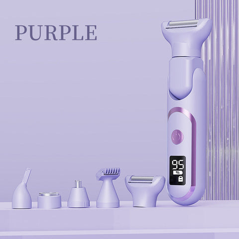 5 In 1 Electric Lady Shaver & Grooming Kit Lcd Display Usb C Rechargeable Full Body Hair Removal (Purple) Women's Shavers