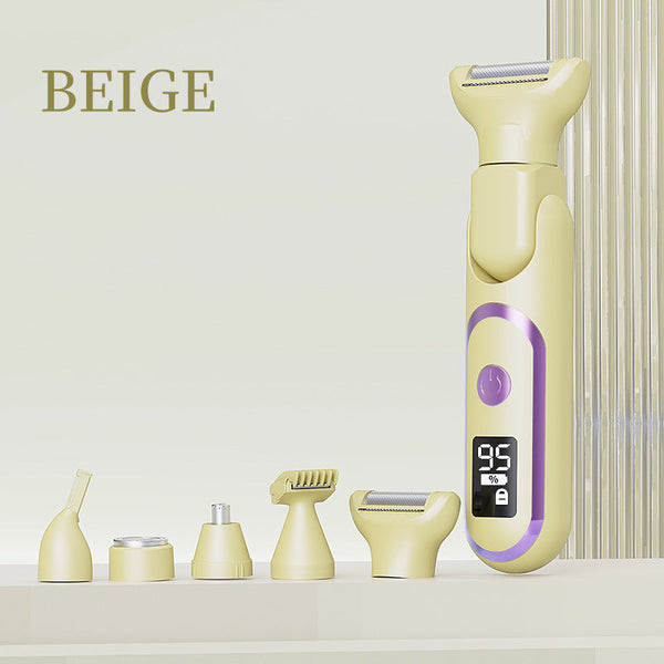 5 In 1 Electric Lady Shaver & Grooming Kit Lcd Display Usb C Rechargeable Full Body Hair Removal (Yellow) Women's Shavers