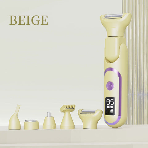 5 In 1 Electric Lady Shaver & Grooming Kit Lcd Display Usb C Rechargeable Full Body Hair Removal (Yellow) Women's Shavers