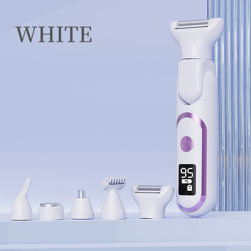 5 In 1 Electric Lady Shaver & Grooming Kit Lcd Display Usb C Rechargeable Full Body Hair Removal (White) Women's Shavers