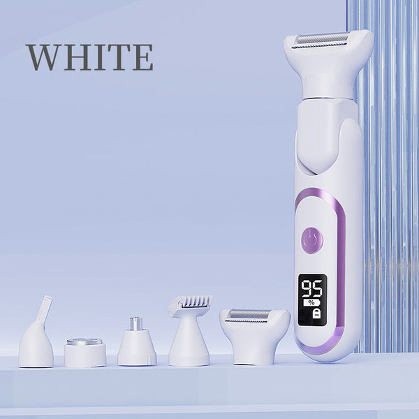5 In 1 Electric Lady Shaver & Grooming Kit Lcd Display Usb C Rechargeable Full Body Hair Removal (White) Women's Shavers