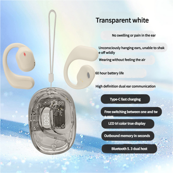 Ows Open Ear Tws With Ai Translation Bluetooth 5.4 360 Acs Sound Led Display Case (White) Earbuds
