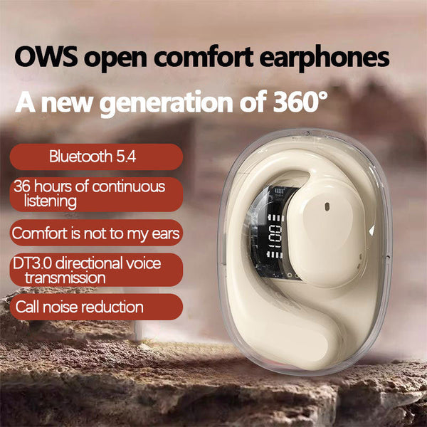 Ows Open Ear Tws With Ai Translation Bluetooth 5.4 360 Acs Sound Led Display Case (White) Earbuds