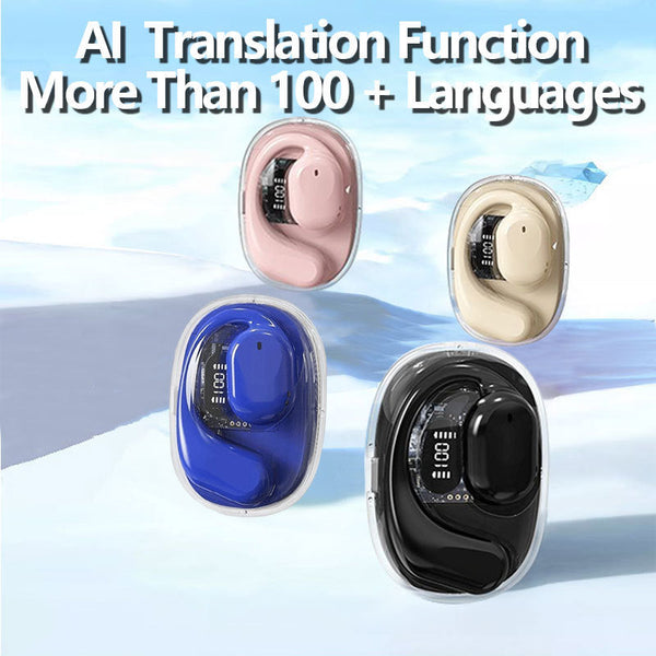 Ows Open Ear Tws With Ai Translation Bluetooth 5.4 360 Acs Sound Led Display Case (Blue) Earbuds