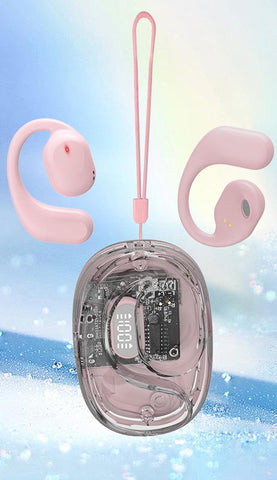 Ows Open Ear Tws With Ai Translation Bluetooth 5.4 360 Acs Sound Led Display Case Pink Earbuds