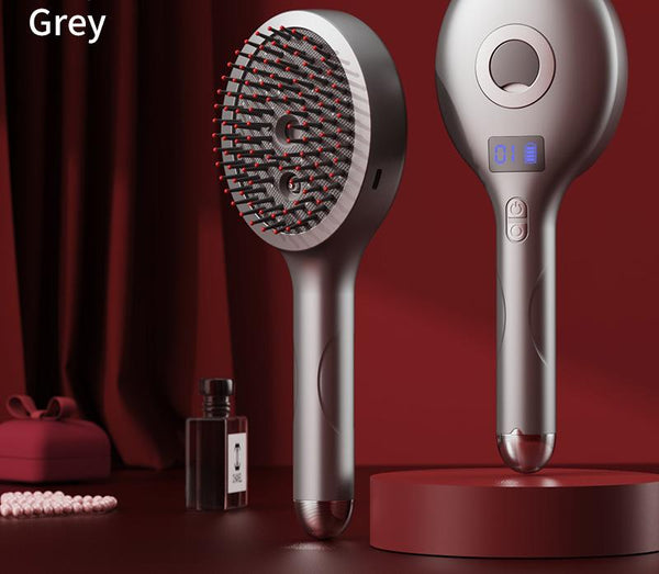 4 In 1 Spa Scalp Care Massage Comb Red Light Therapy Nano Steam & Vibration Usb Rechargeable (Grey) Brushes & Combs
