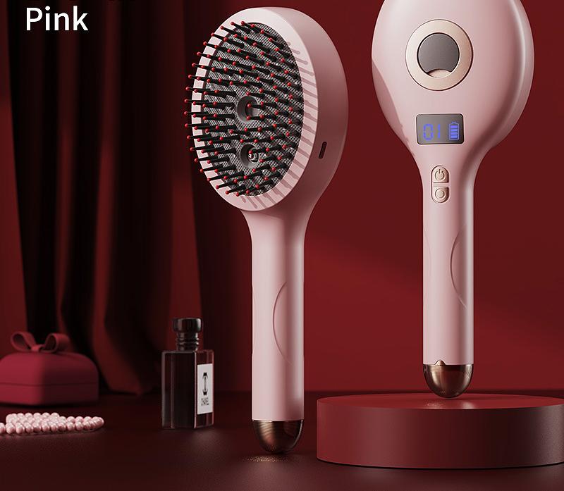 4 In 1 Spa Scalp Care Massage Comb Red Light Therapy Nano Steam & Vibration Usb Rechargeable (Pink) Brushes & Combs