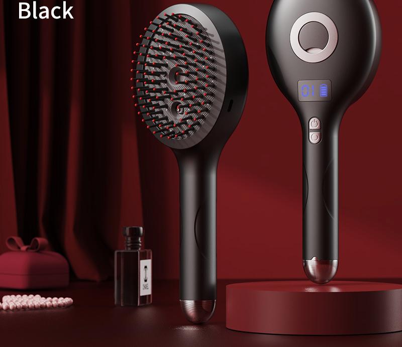 4 In 1 Spa Scalp Care Massage Comb Red Light Therapy Nano Steam & Vibration Usb Rechargeable (Black) Brushes & Combs