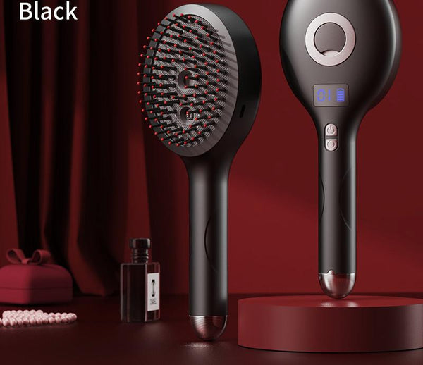 4 In 1 Spa Scalp Care Massage Comb Red Light Therapy Nano Steam & Vibration Usb Rechargeable (Black) Brushes & Combs