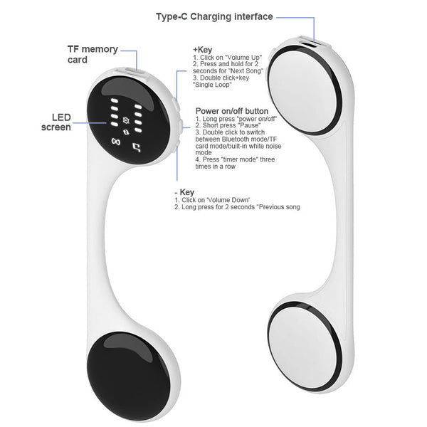 Under Pillow Bone Conduction Sleep Speaker Bluetooth 5.4 White Noise Tf Card Led Display Timer Yellow Green Audio Docks & Mini Speakers