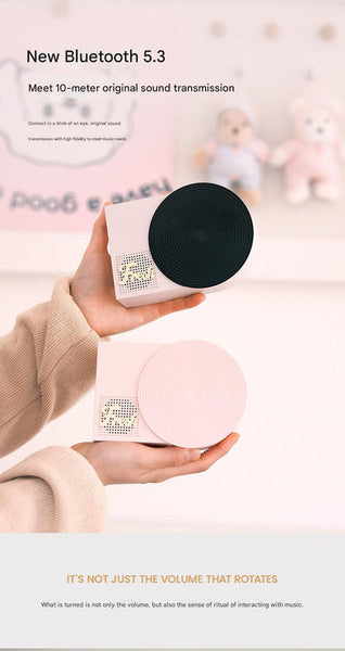 Retro Phonograph Bluetooth Speaker Rotating Disc 5.3 Aux/Tf Card 8H Playtime Pink Audio Docks & Mini Speakers