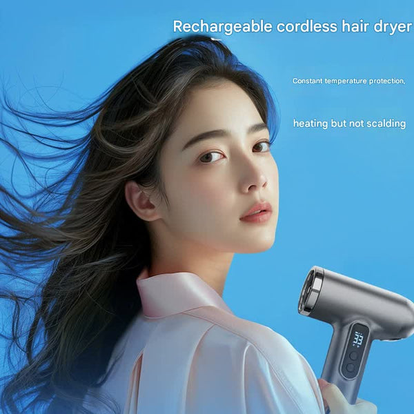 Cordless Rechargeable Hair Dryer 120000 Rpm High Speed Motor 15600Mah Battery Hot & Cold Air Grey Hair Dryers