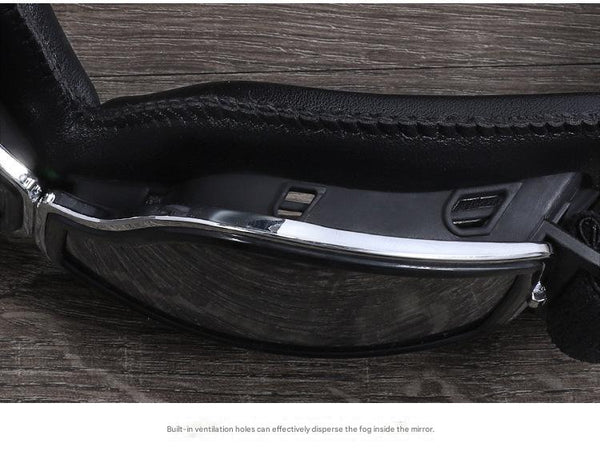 Retro Motorcycle Goggles Windproof Uv400 Protection Anti Impact Pc Lenses With Leather Frame (Black Yellow Lens) Other Motorcycle Clothing