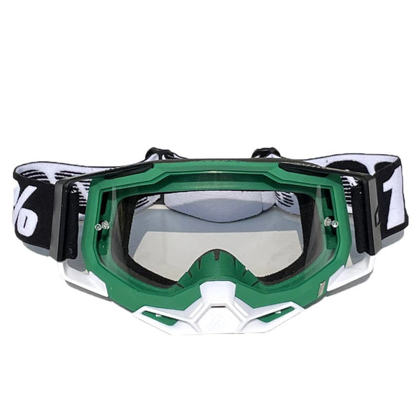 Pro Motocross Goggles Windproof Uv400 Protection With Tpu Frame & Pc Lens Adjustable Strap(Green Frametransparent Lens) Sunglasses Goggles