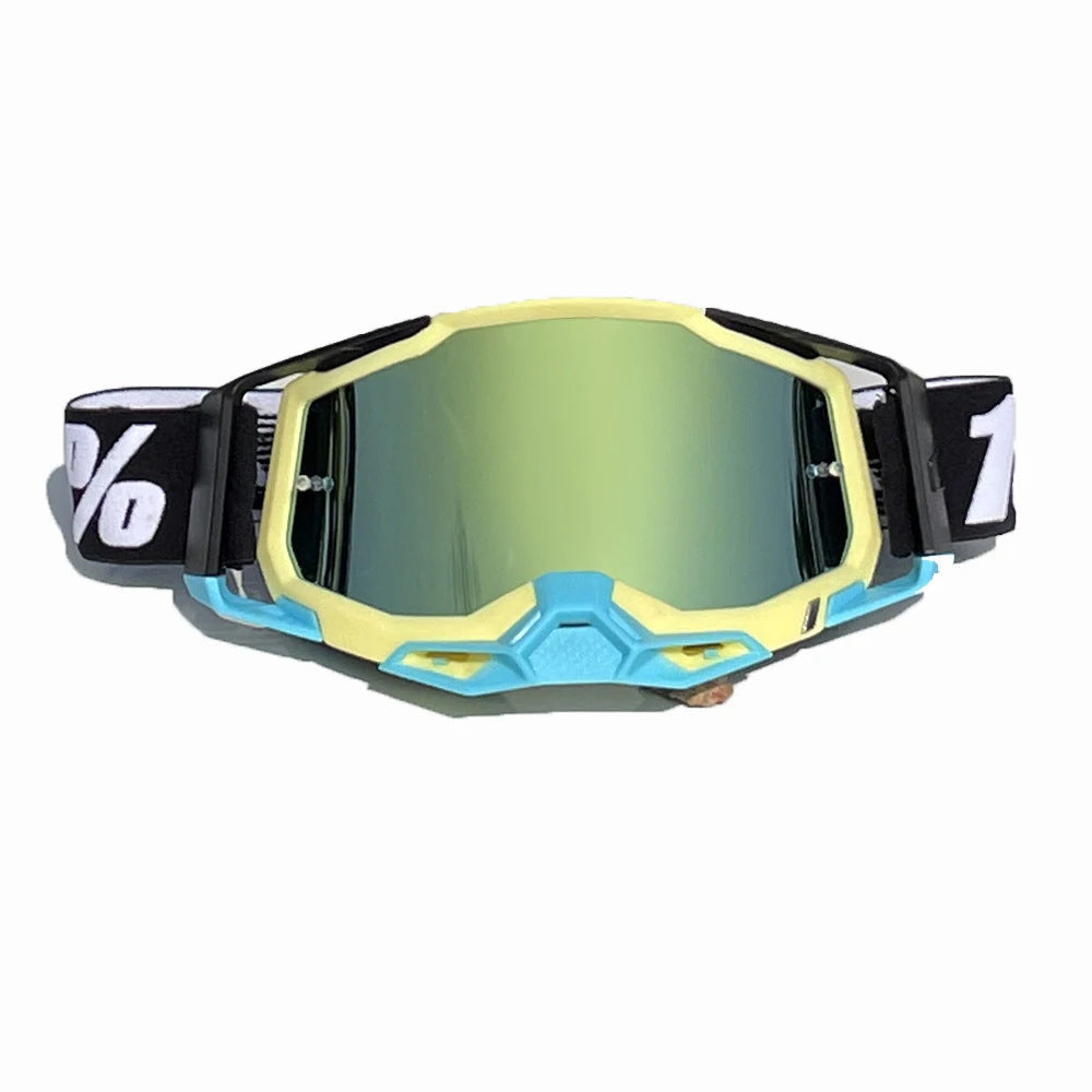 Pro Motocross Goggles Windproof Uv400 Protection With Tpu Frame & Pc Lens Adjustable Strap (Yellow Gold Lens) Sunglasses Goggles