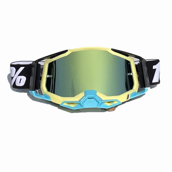 Pro Motocross Goggles Windproof Uv400 Protection With Tpu Frame & Pc Lens Adjustable Strap (Yellow Gold Lens) Sunglasses Goggles