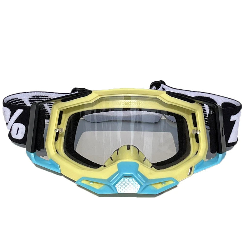 Pro Motocross Goggles Windproof Uv400 Protection With Tpu Frame & Pc Lens Adjustable Strap (Yellow Transparent Lens) Sunglasses Goggles