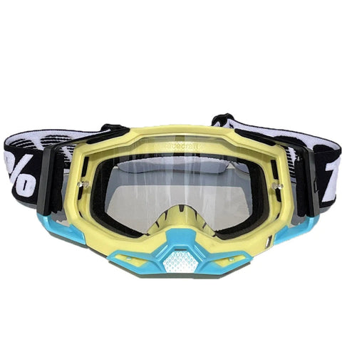 Pro Motocross Goggles Windproof Uv400 Protection With Tpu Frame & Pc Lens Adjustable Strap (Yellow Transparent Lens) Sunglasses Goggles