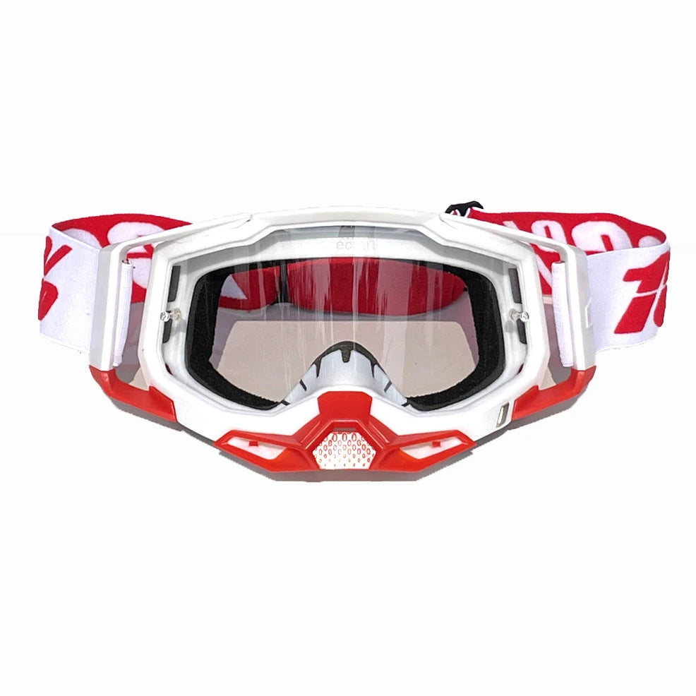 Pro Motocross Goggles Windproof Uv400 Protection With Tpu Frame & Pc Lens Adjustable Strap (White Frametransparent Lens) Sunglasses Goggles