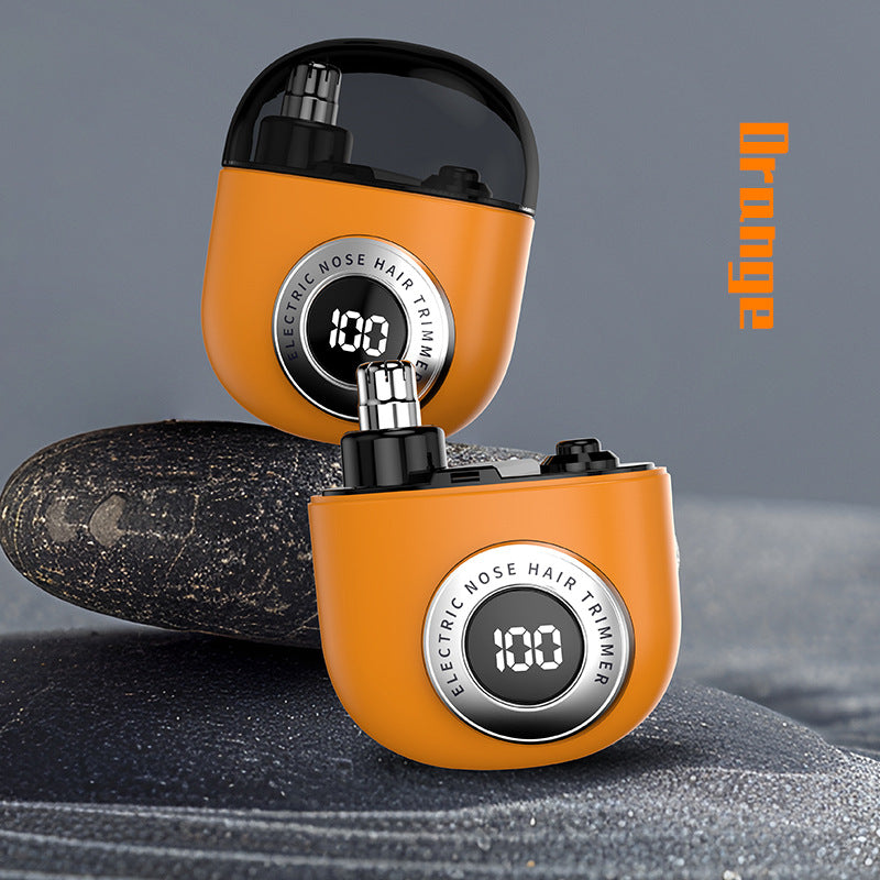 Mini Electric Nose Hair Trimmer Usb C Rechargeable Led Display Washable Head Painless Grooming(Orange) Clippers & Trimmers