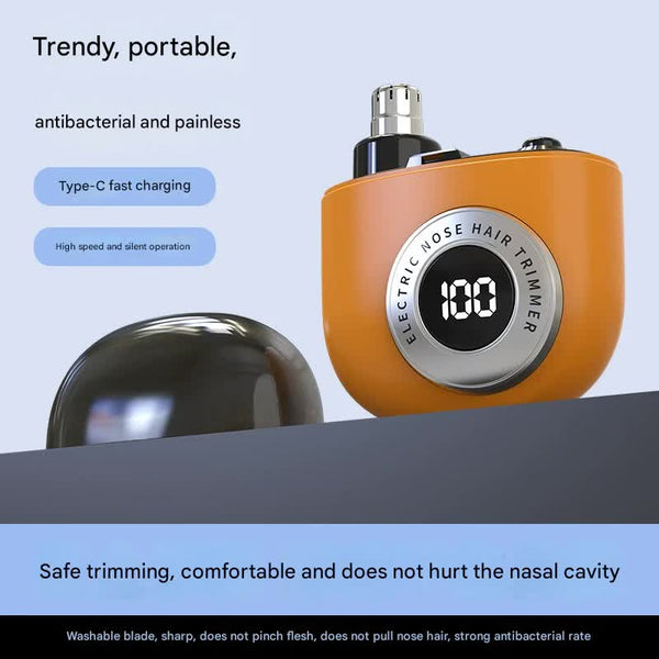 Mini Electric Nose Hair Trimmer Usb C Rechargeable Led Display Washable Head Painless Grooming(White) Clippers & Trimmers