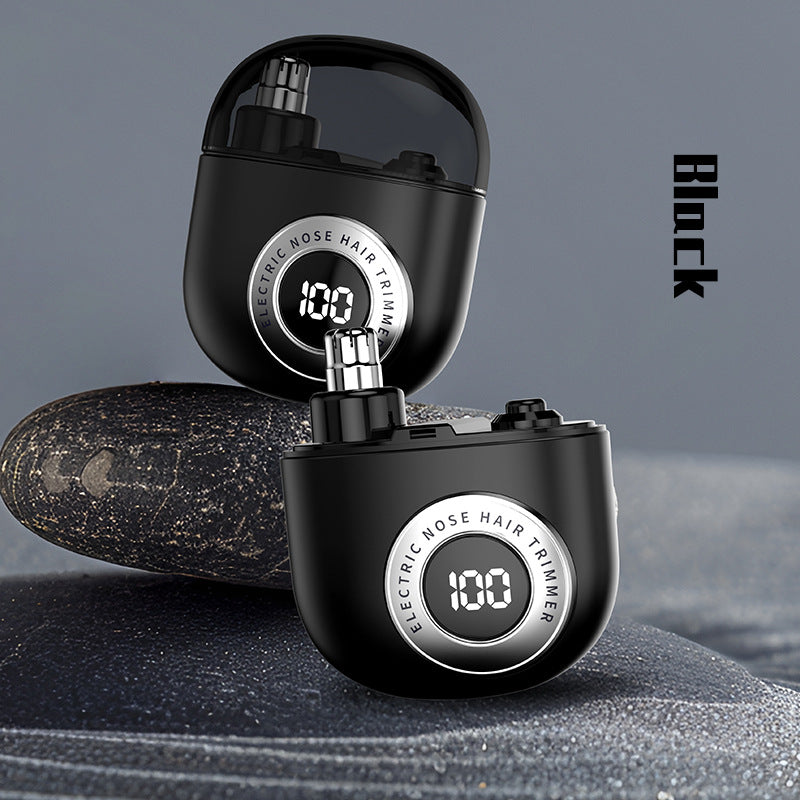 Mini Electric Nose Hair Trimmer Usb C Rechargeable Led Display Washable Head Painless Grooming(Black) Clippers & Trimmers