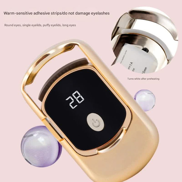 Rechargeable Electric Heated Eyelash Curler 55C Constant Temperature Led Display Gentle Curling Beige Eyelash Tools