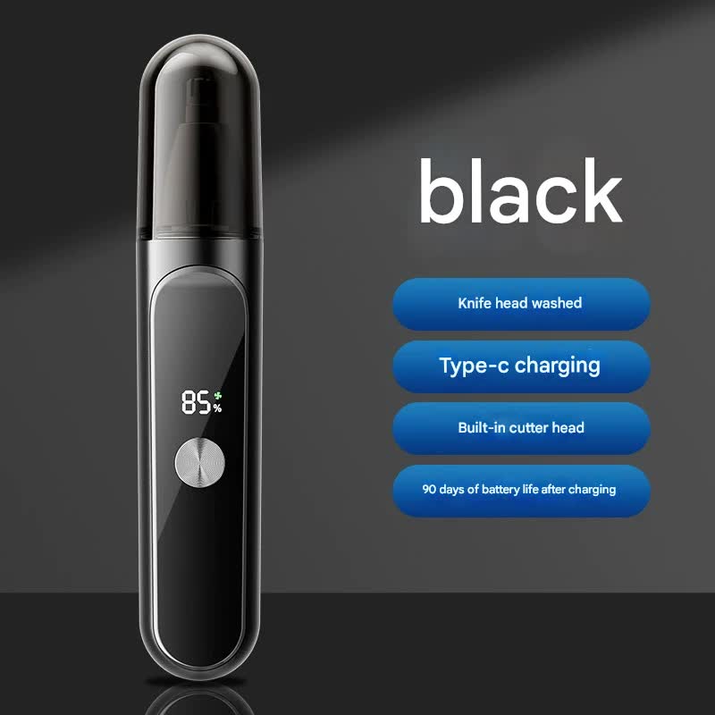 Electric Nose & Ear Hair Trimmer Usb C Rechargeable Led Display Washable 360Deg Head Low Noise(Black) Clippers & Trimmers