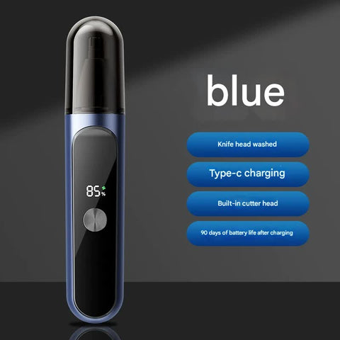 Electric Nose & Ear Hair Trimmer Usb C Rechargeable Led Display Washable 360Deg Head Low Noise(Blue) Clippers & Trimmers