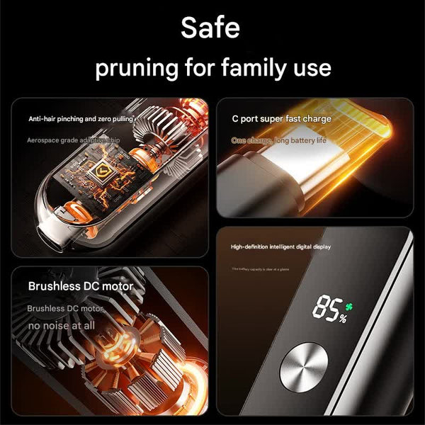 Electric Nose & Ear Hair Trimmer Usb C Rechargeable Led Display Washable 360Deg Head Low Noise(Silver) Clippers & Trimmers