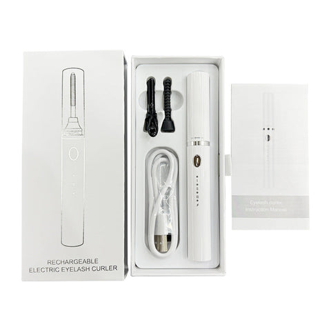 Rechargeable Heated Eyelash Curler Wand 3 Temperature Gears Type Charging All Day Curl(White) Eyelash Tools