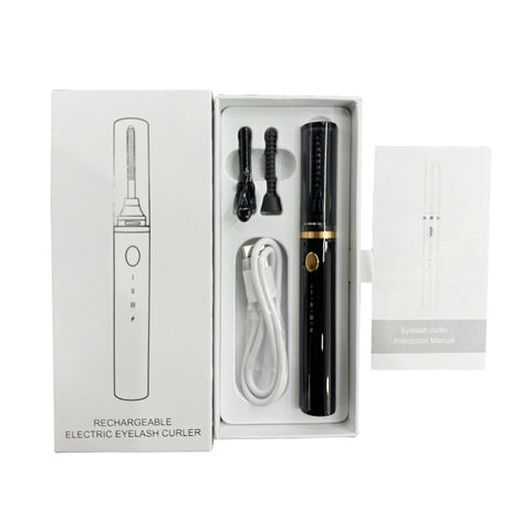 Rechargeable Heated Eyelash Curler Wand 3 Temperature Gears Type Charging All Day Black Eyelash Tools