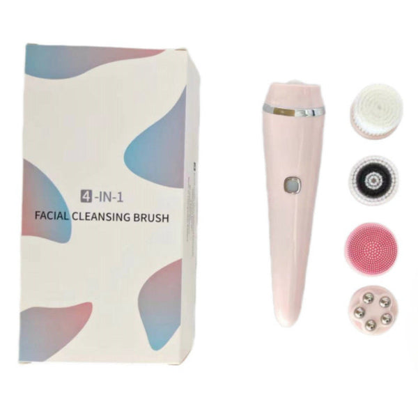 4 In 1 Electric Facial Cleansing Brush & Massager Ipx6 Waterproof 3 Speeds Bi Directional Spin Usb Rechargeable(Pink) Facial Cleansing Devices