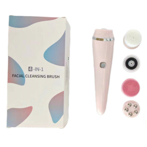 4 In 1 Electric Facial Cleansing Brush & Massager Ipx6 Waterproof 3 Speeds Bi Directional Spin Usb Rechargeable(Pink) Facial Cleansing Devices